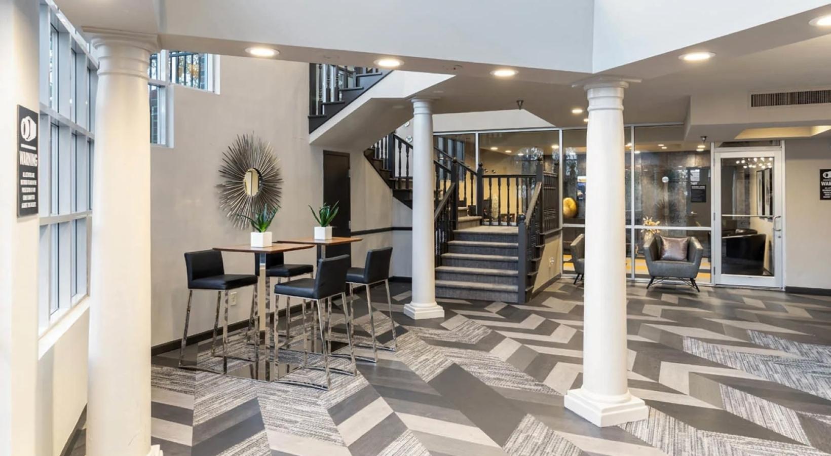 Access to resident-only features a room with a table and chairs