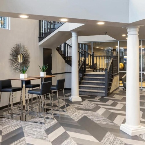 Access to resident-only features a room with a table and chairs